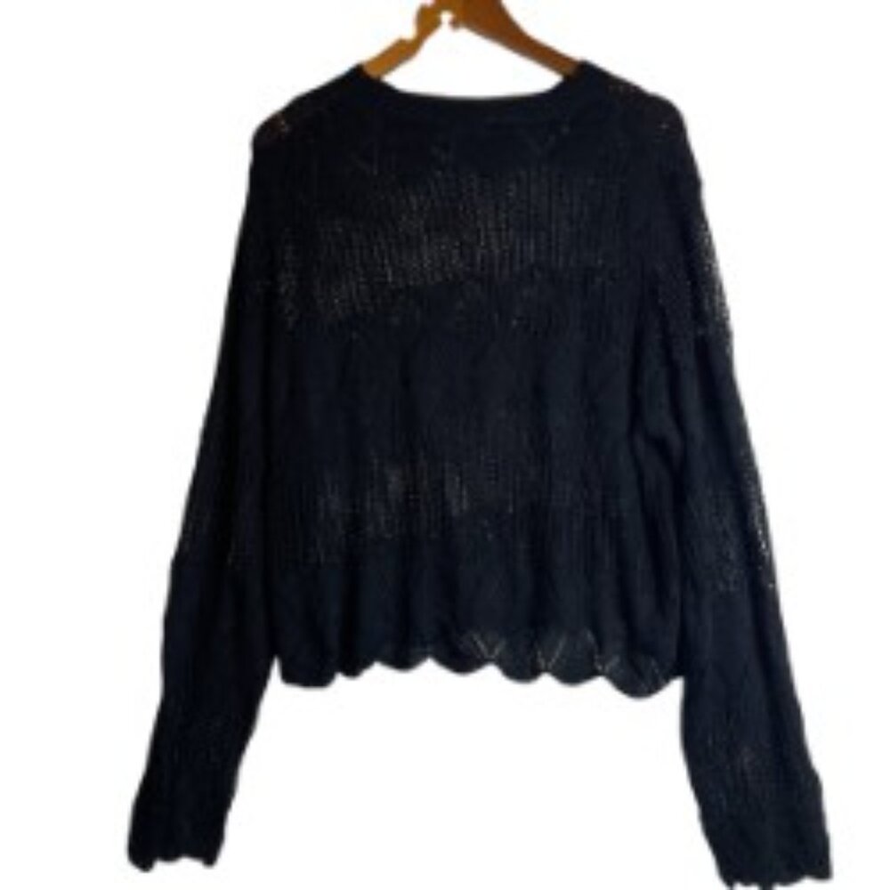 TALENT BRAND WOMENS BLACK OPEN KNIT LONG SLEEVE SIZE 2XL